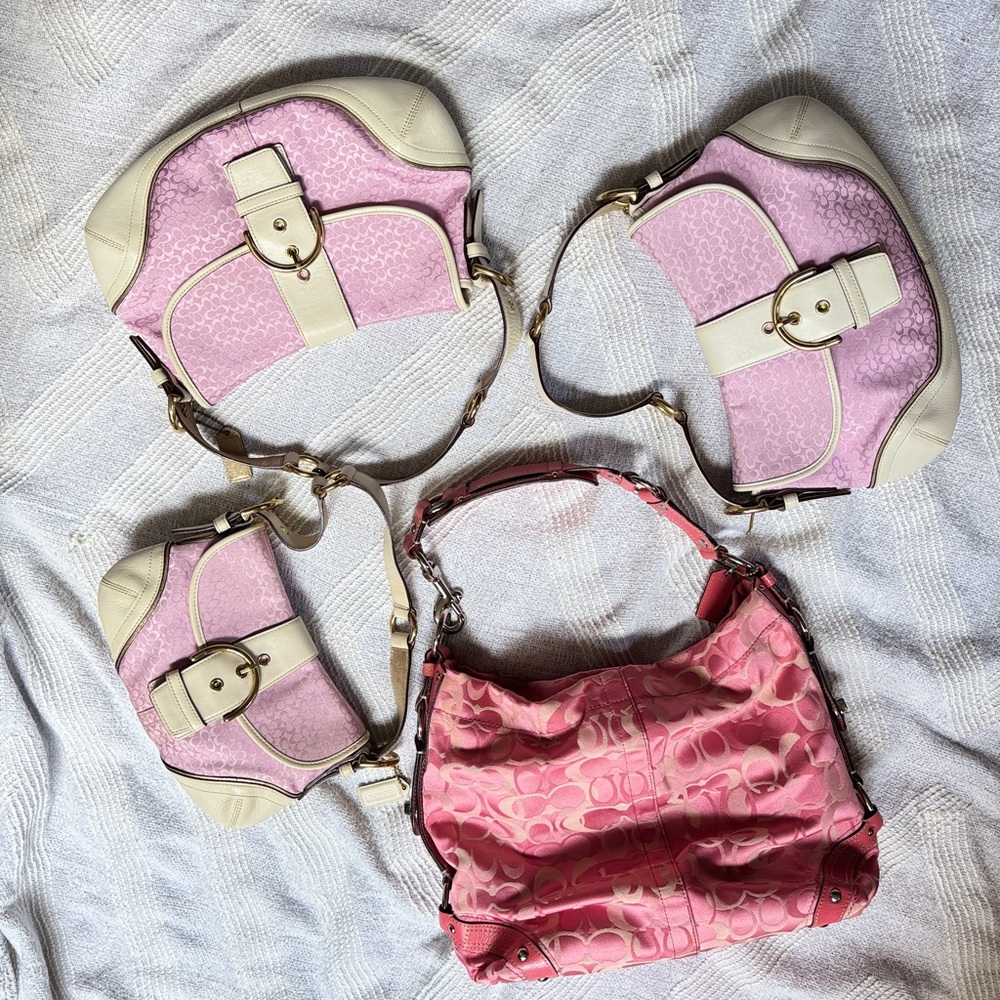 Follow ! Dropping soon 
Pink and Cream Designer Women's Bag Set
